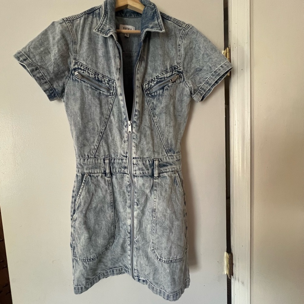 PISTOLA brix aviator denim mini dress